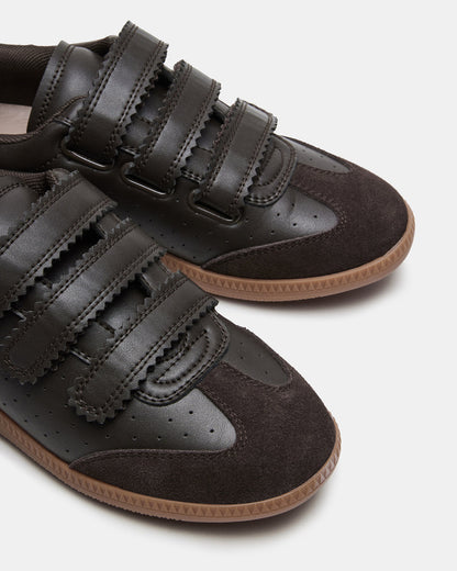 MOMENTUM Brown Suede Velcro Low-Top Women's Sneakers