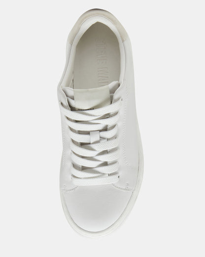ELSIN White Leather Women's Low-Top Lace-Up Sneaker