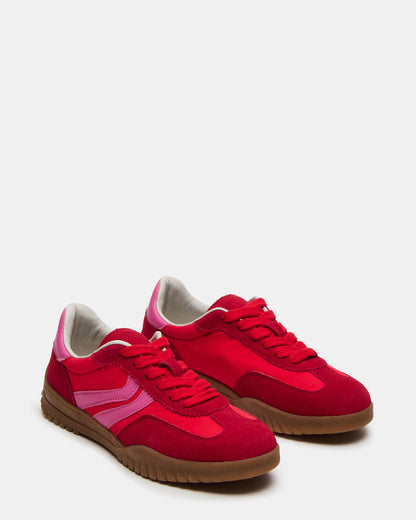 FUME Red Multi Women's Low-Top Lace-Up Sneaker