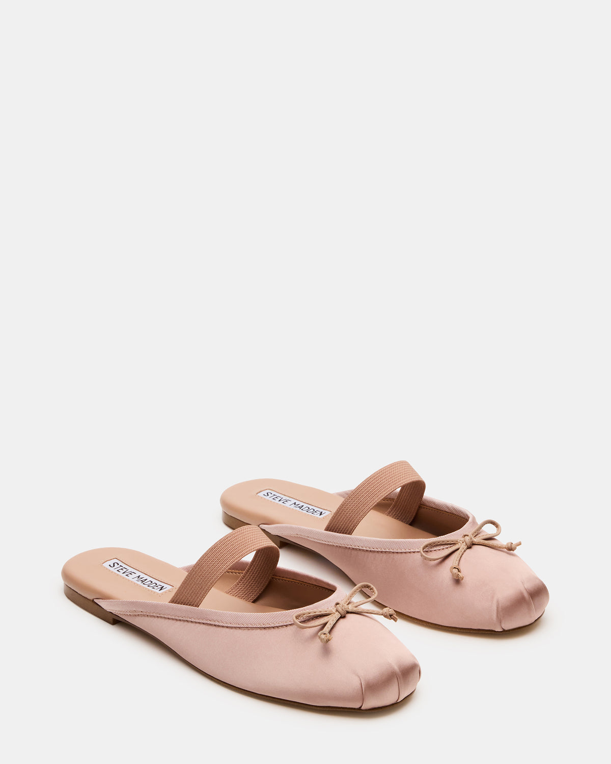 CUTESY Blush Satin Slip-On Ballet Mule Women's Flat