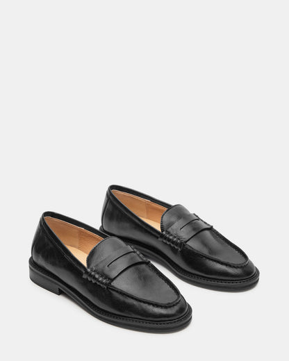 MADISON Black Leather Women's Penny Loafer
