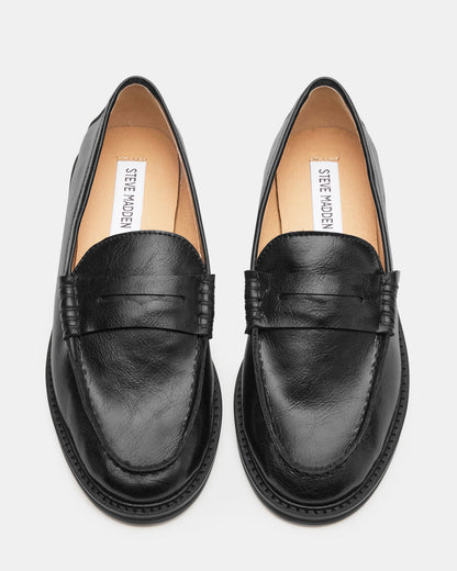 MADISON Black Leather Women's Penny Loafer