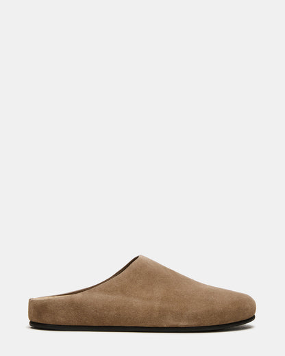 FERN Taupe Suede Mule Slip-On Round-Toe Women's Flat