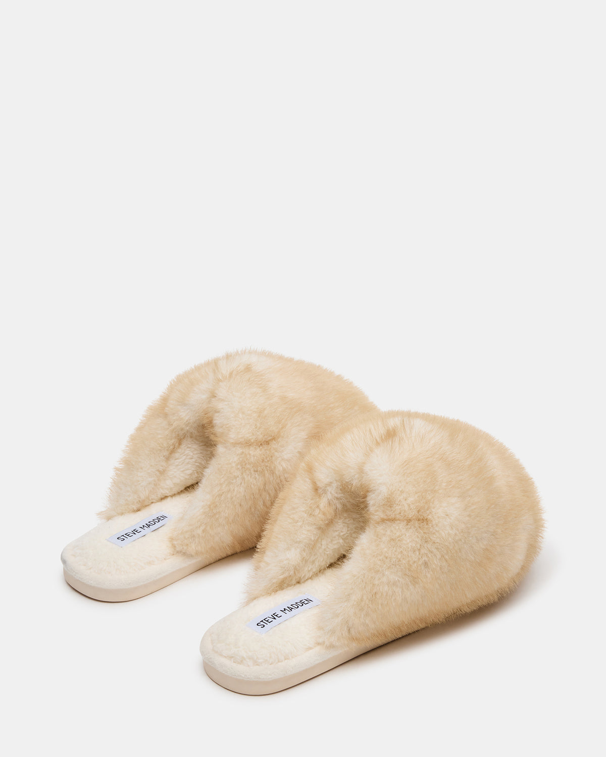 POOF Natural Slip-On Faux Fur Mule Women's Flat
