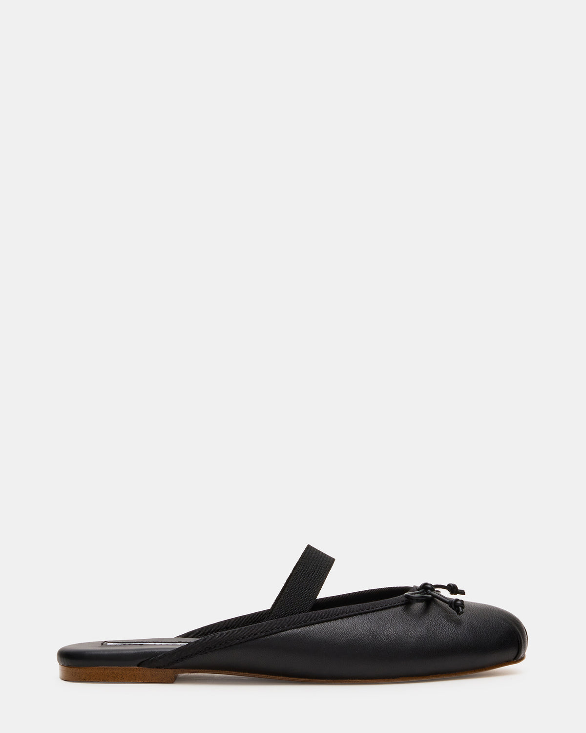 CUTESY Black Leather Slip-On Ballet Mule Women's Flat