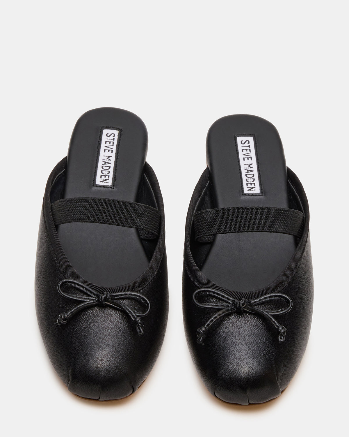 CUTESY Black Leather Slip-On Ballet Mule Women's Flat