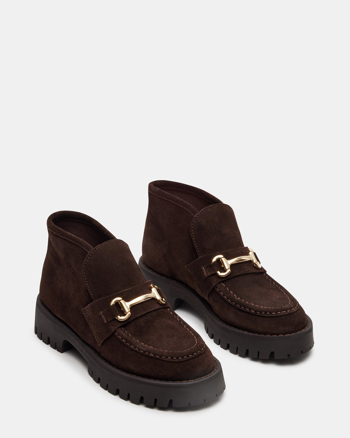 LEON Chocolate Brown Suede Platform Lug Sole Women's Loafer