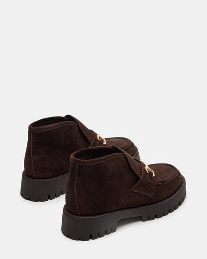 LEON Chocolate Brown Suede Platform Lug Sole Women's Loafer