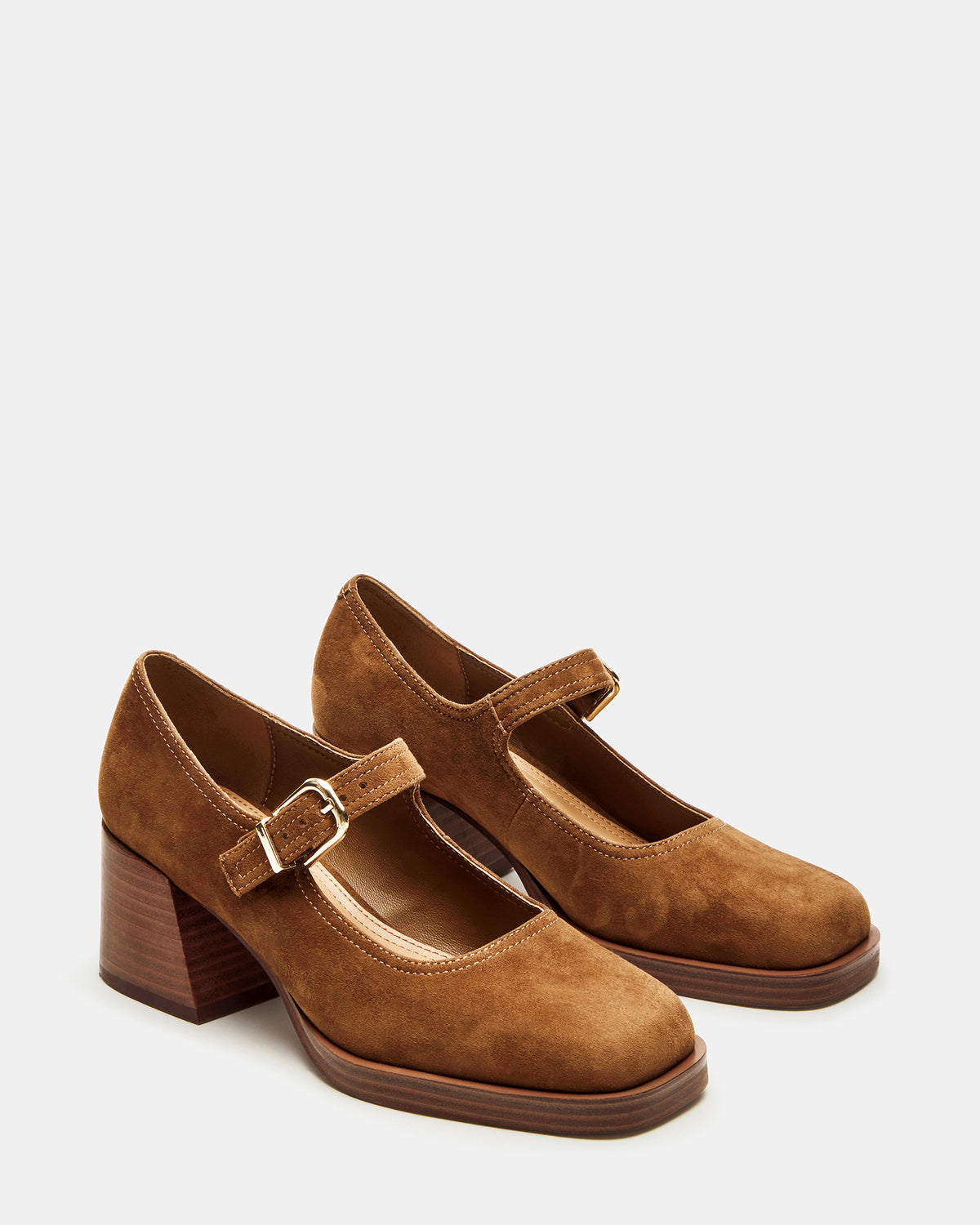 LISBON Chestnut Suede Square-Toe Mary Jane Women's Loafer