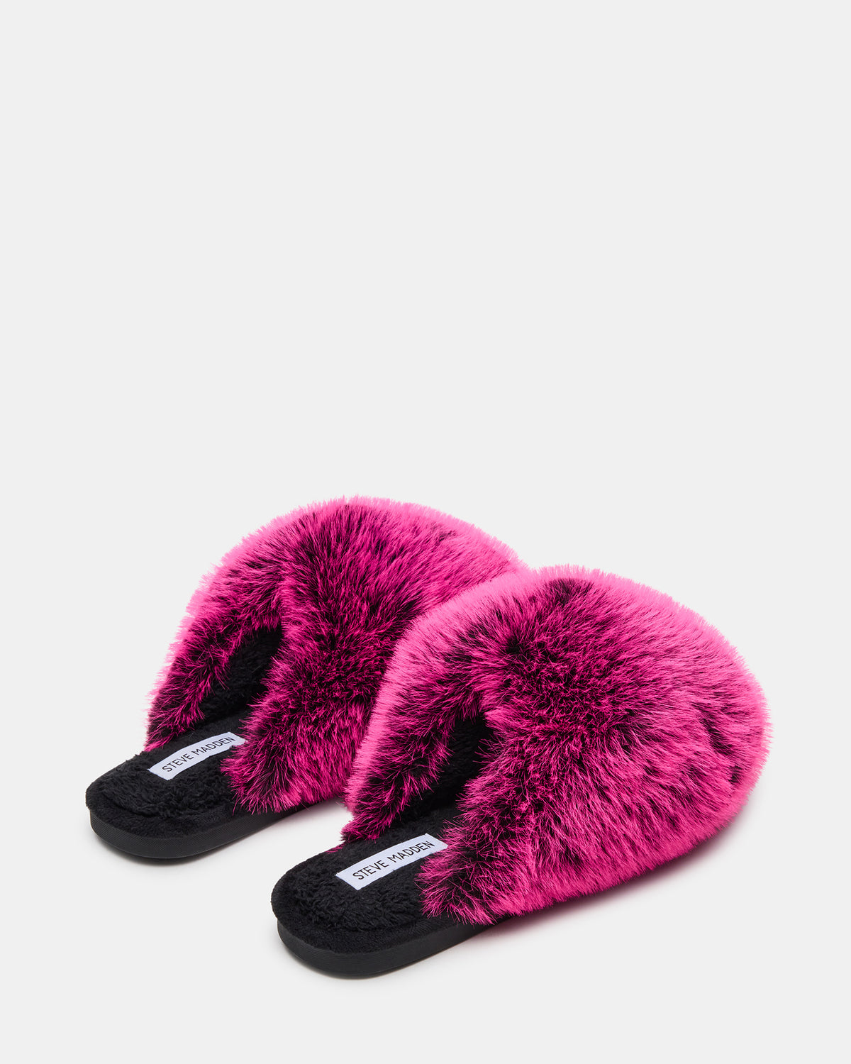 POOF Fushia Slip-On Faux Fur Mule Women's Flat