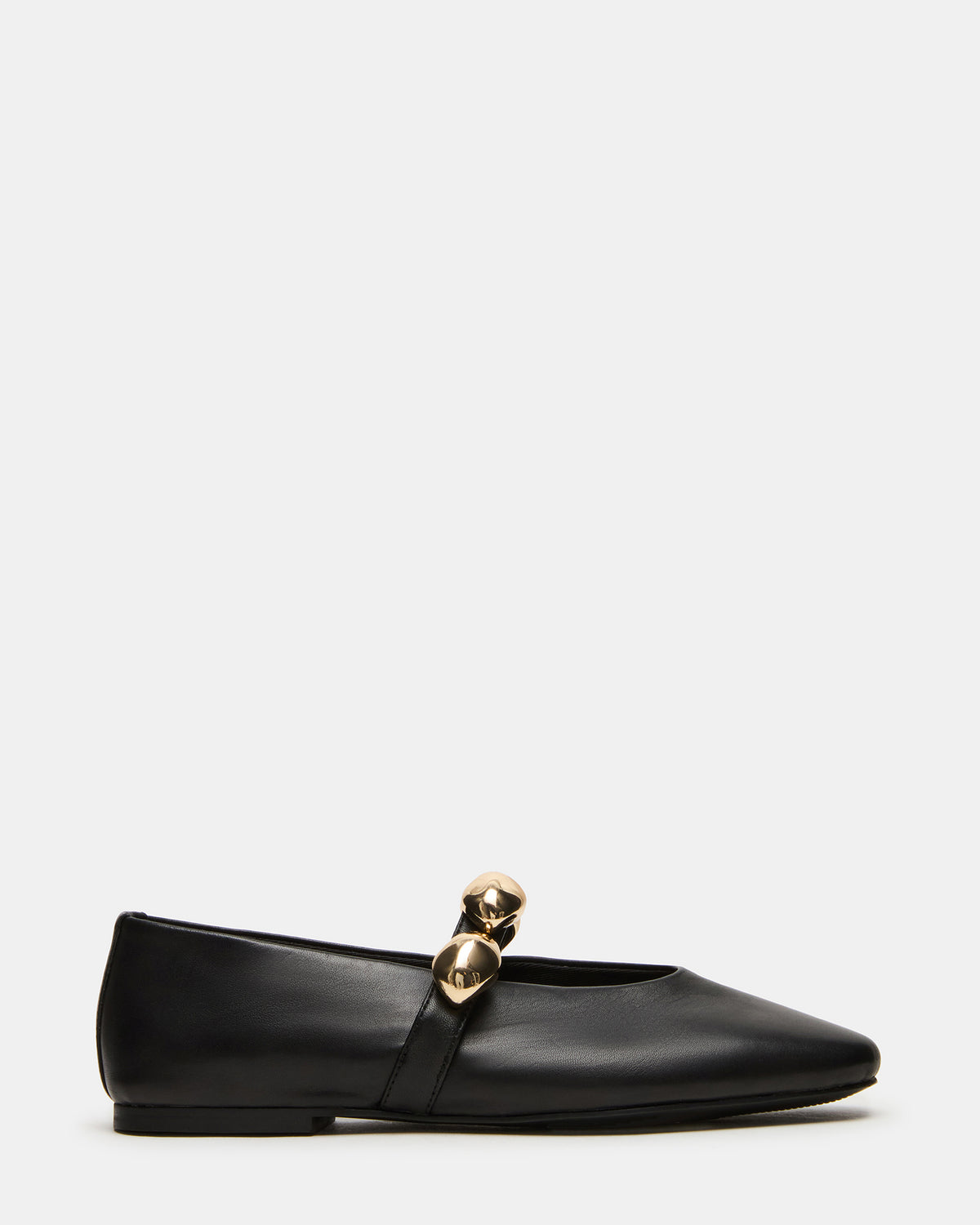 POPPIN Black Leather Mary Jane Ballet Women's Flat