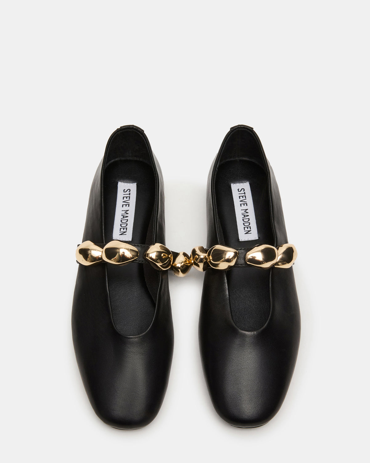 POPPIN Black Leather Mary Jane Ballet Women's Flat