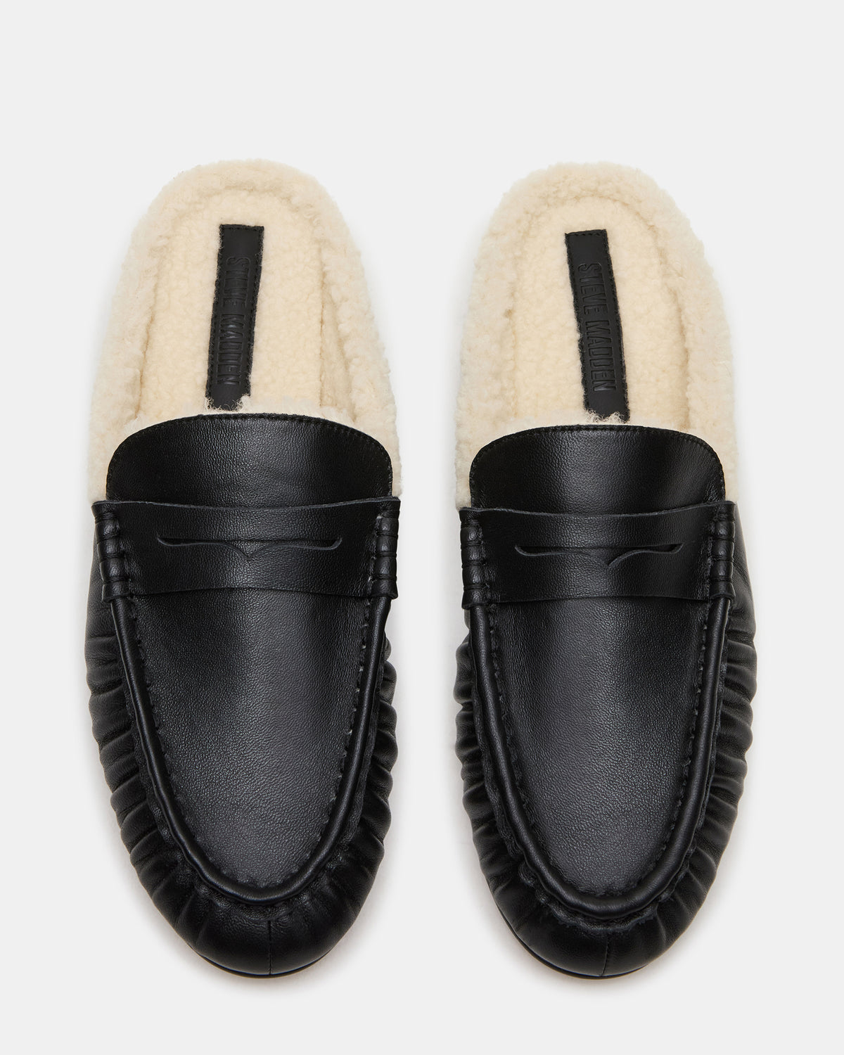 RAFE Faux Fur Black Leather Slip-On Mule Women's Flat
