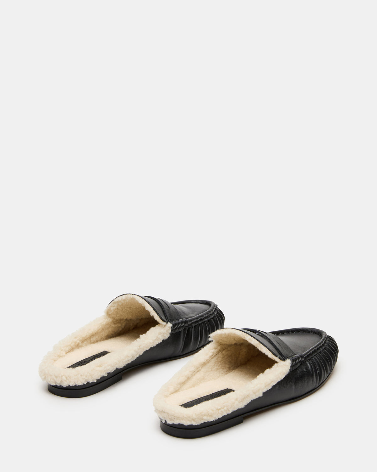 RAFE Faux Fur Black Leather Slip-On Mule Women's Flat