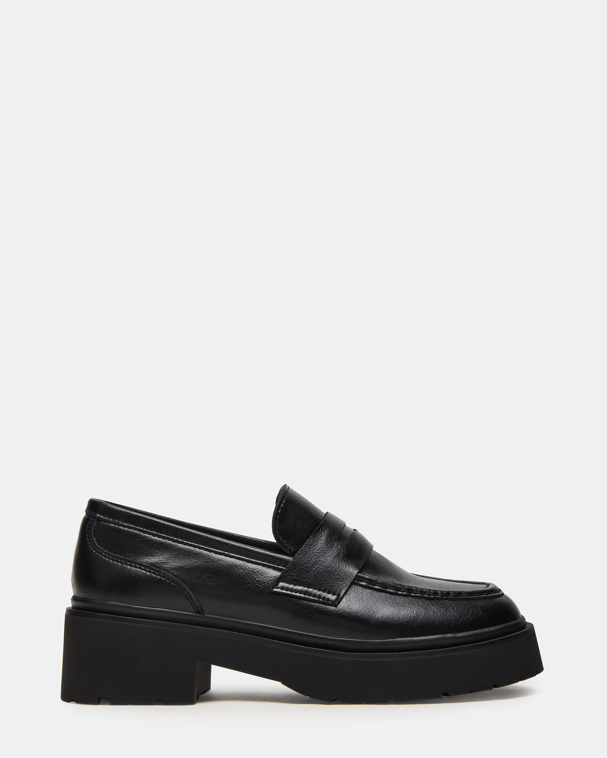 LAYKEN Black Leather Platform Lug Women's Loafer