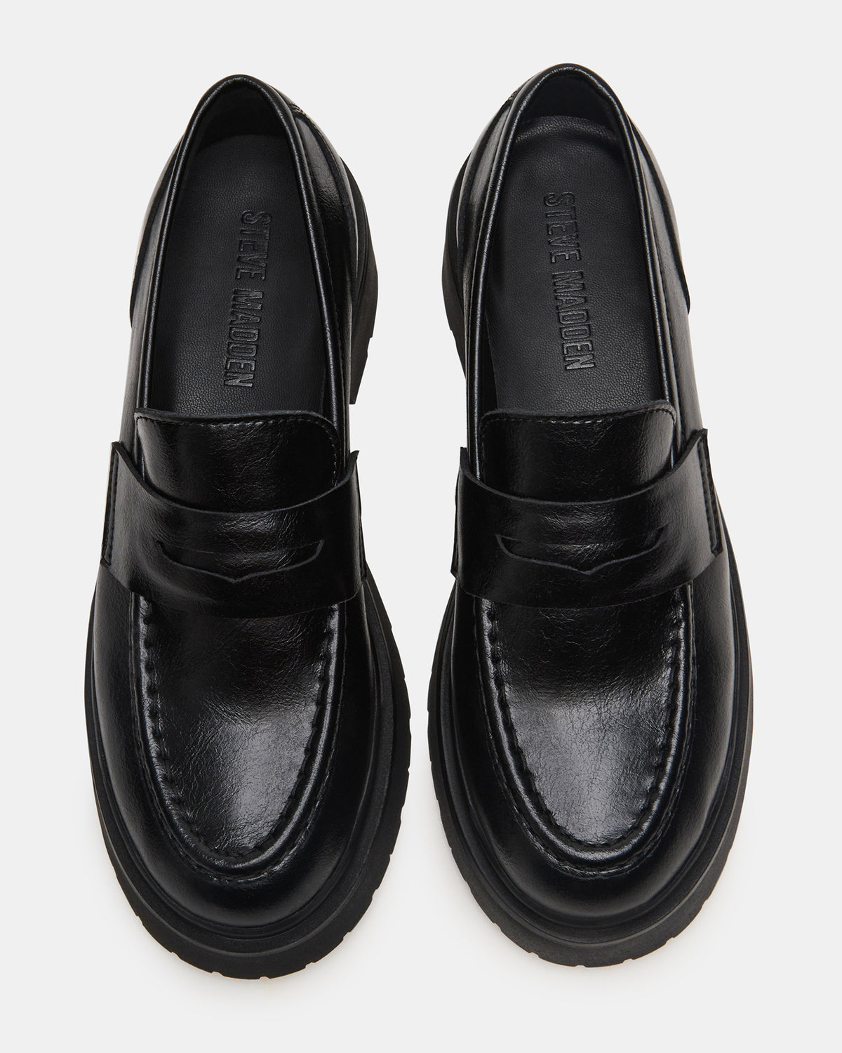 LAYKEN Black Leather Platform Lug Women's Loafer