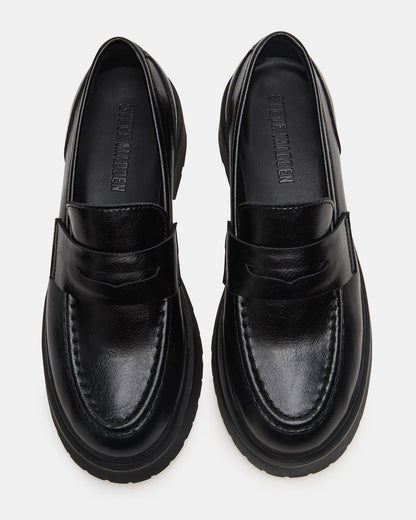 LAYKEN Black Leather Platform Lug Women's Loafer