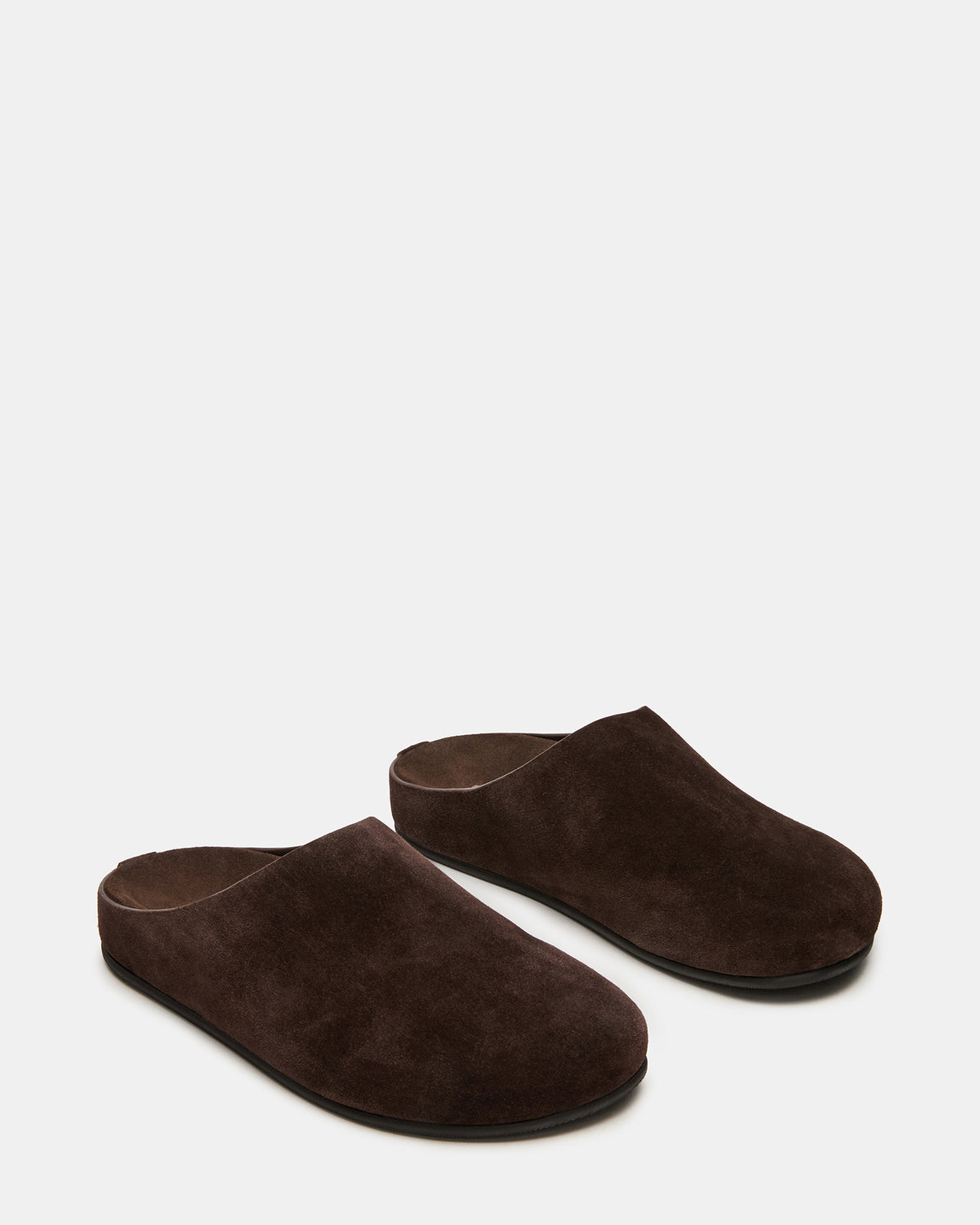 FERN Brown Suede Mule Slip-On Round-Toe Women's Flat