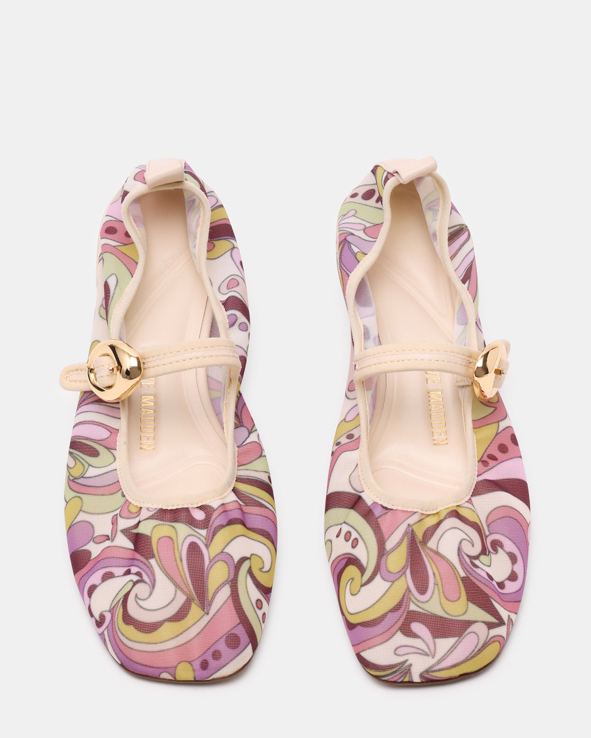 DAFFIA Purple Multi Mary Jane Gold-Detail Buckle Ballet Women's Flat