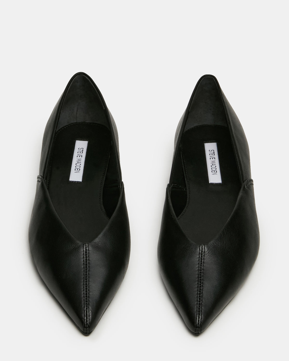 TOVI Black Leather Pointed-Toe Ballet Women's Flat