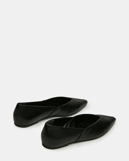 TOVI Black Leather Pointed-Toe Ballet Women's Flat