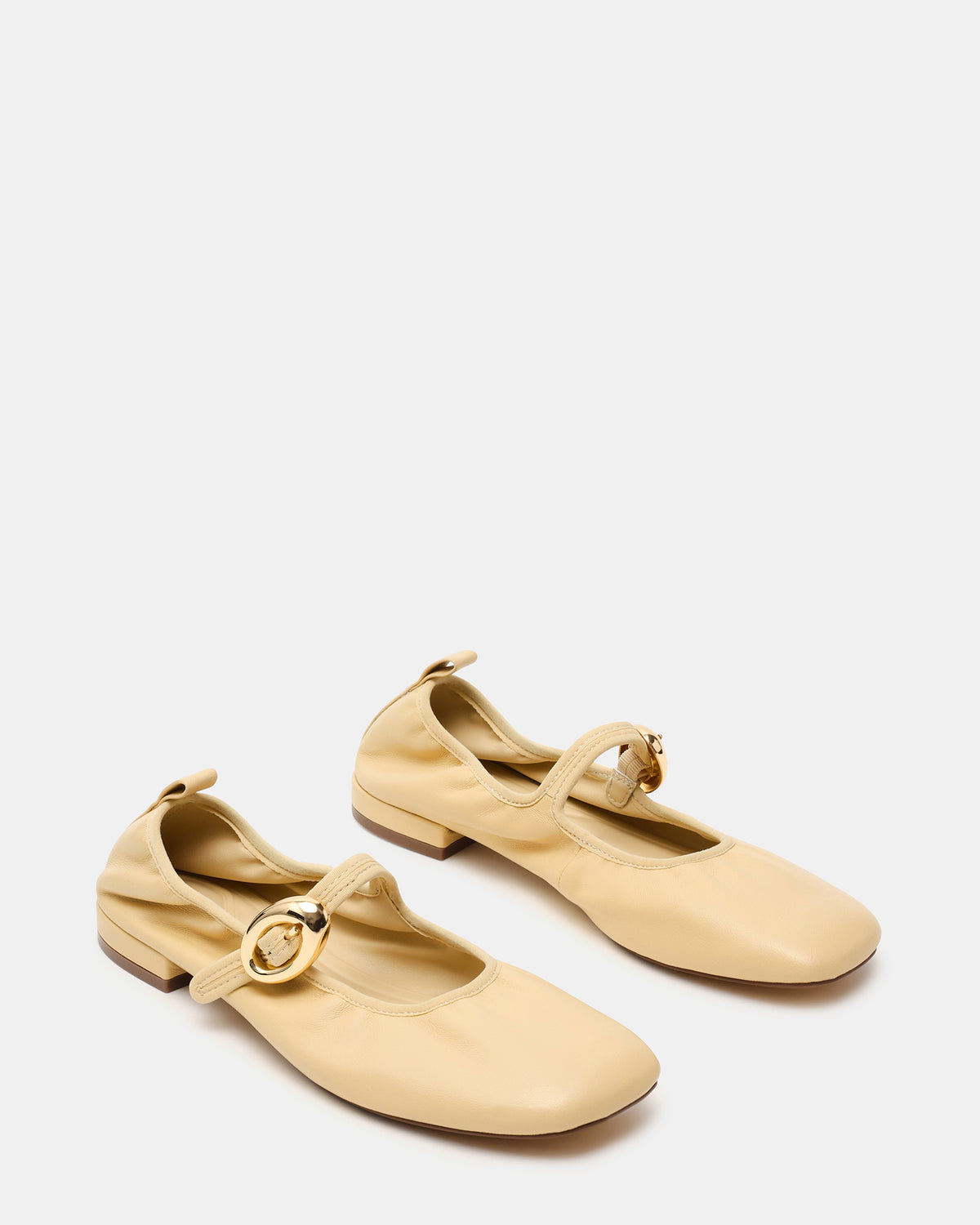 DAFFIA Butter Leather Mary Jane Gold-Detail Buckle Ballet Women's Flat