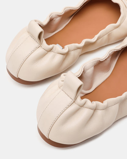LANTI Bone Leather Bow Round-Toe Women's Flat