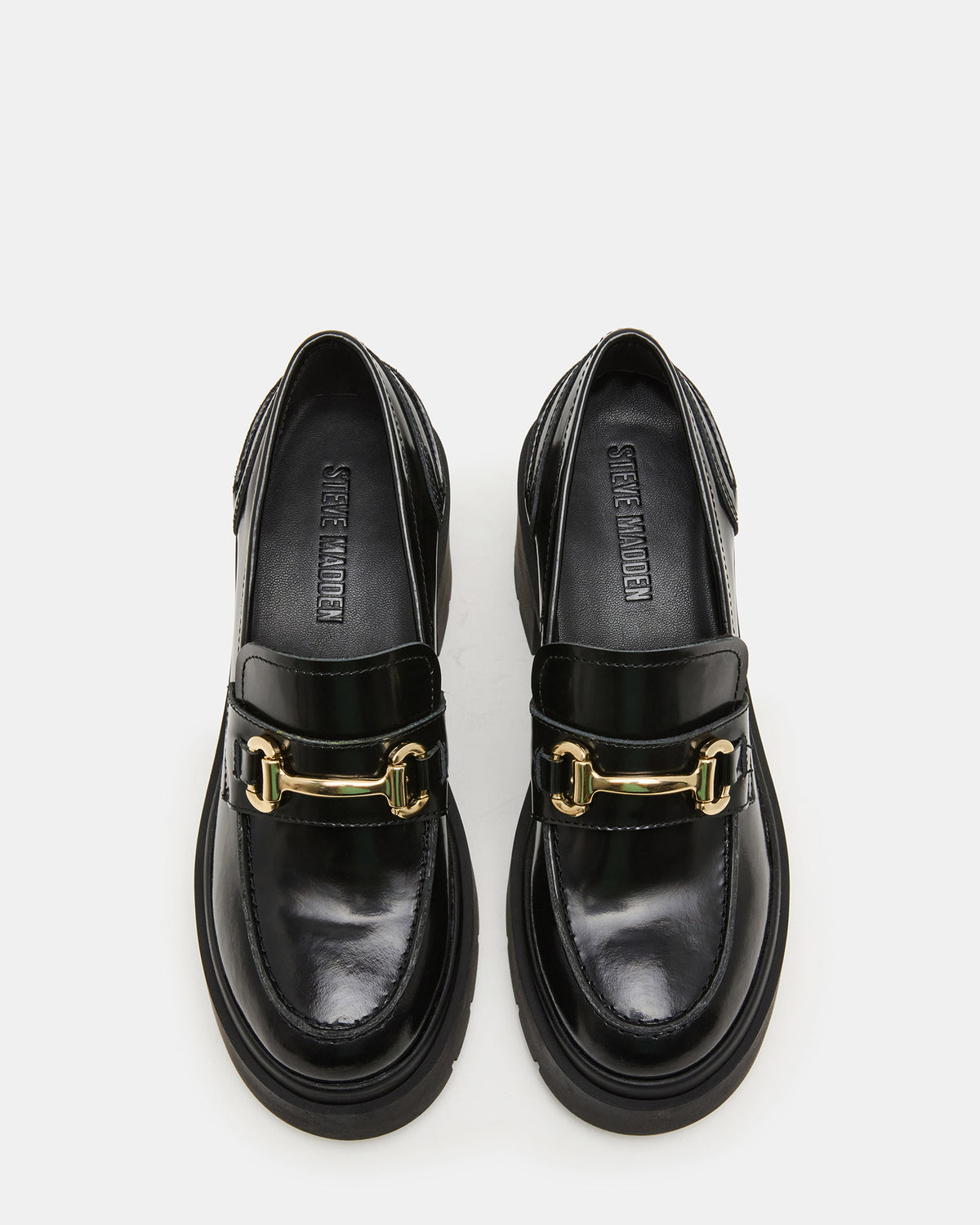LAZRA Black Platform Lug Block Heel Women's Loafer