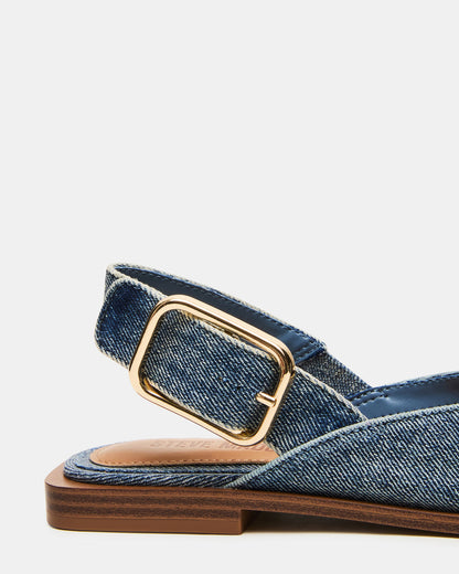 SHAY Denim Fabric Pointed-Toe Slingback Ballet Women's Flat