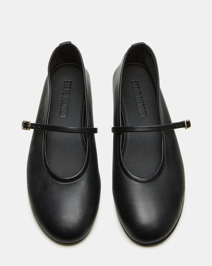 BESETTE Black Leather Mary Jane Ballet Women's Flat