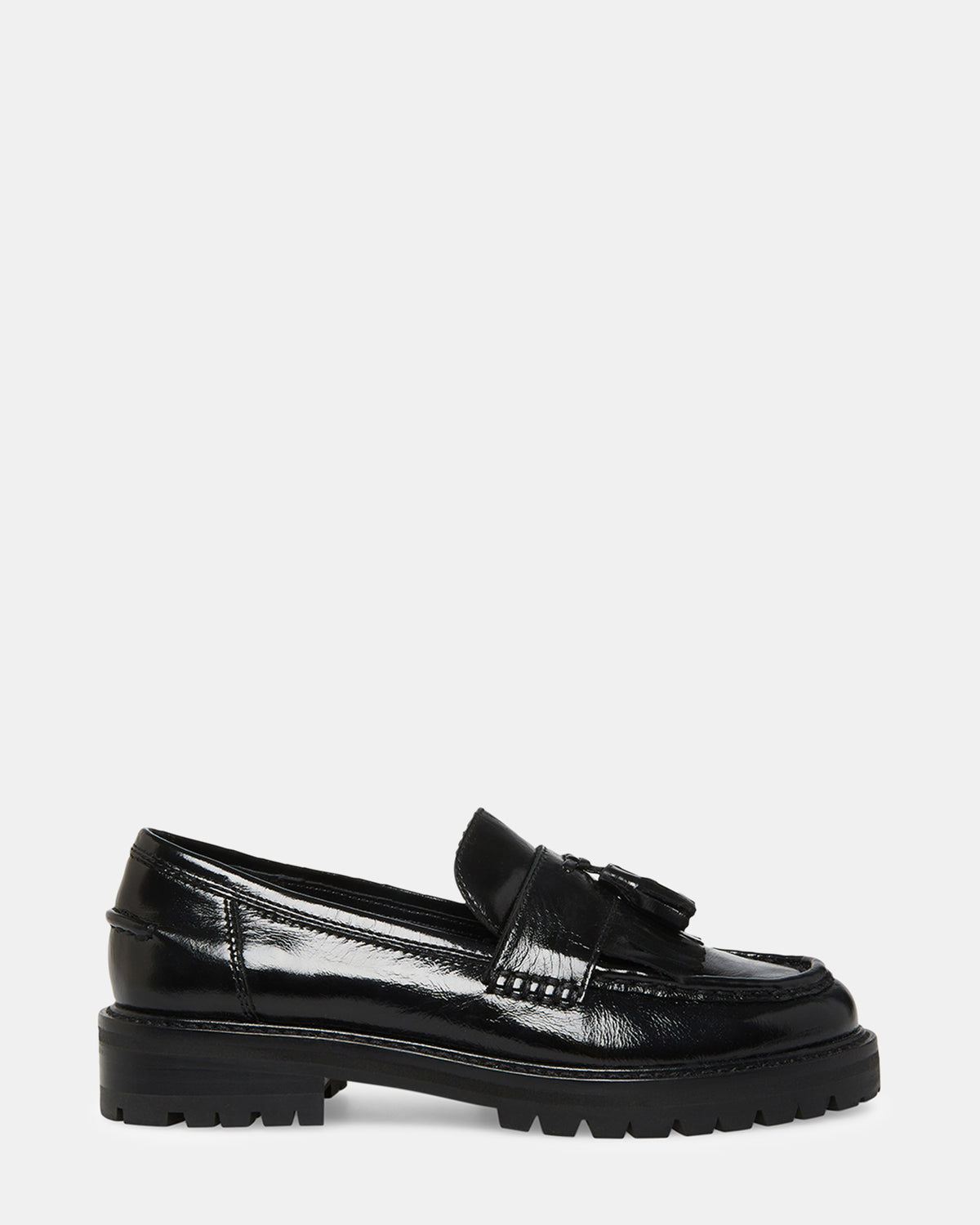 MINKA Black Leather Women's Platform Lug Sole Loafer