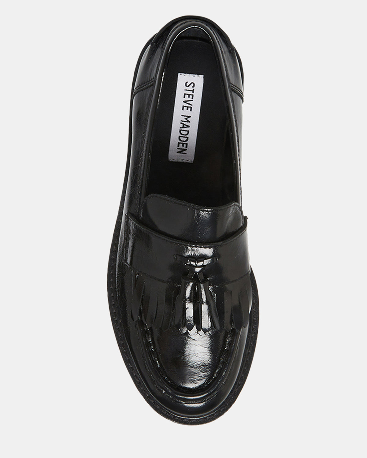 MINKA Black Leather Women's Platform Lug Sole Loafer