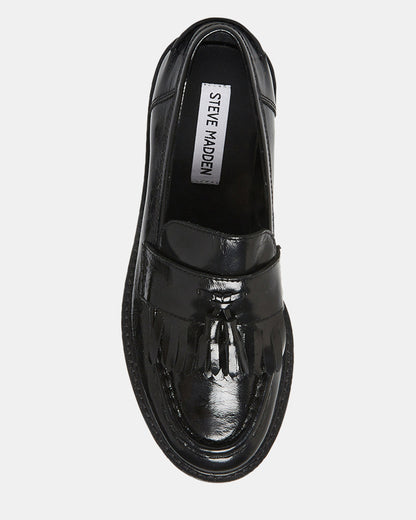 MINKA Black Leather Women's Platform Lug Sole Loafer