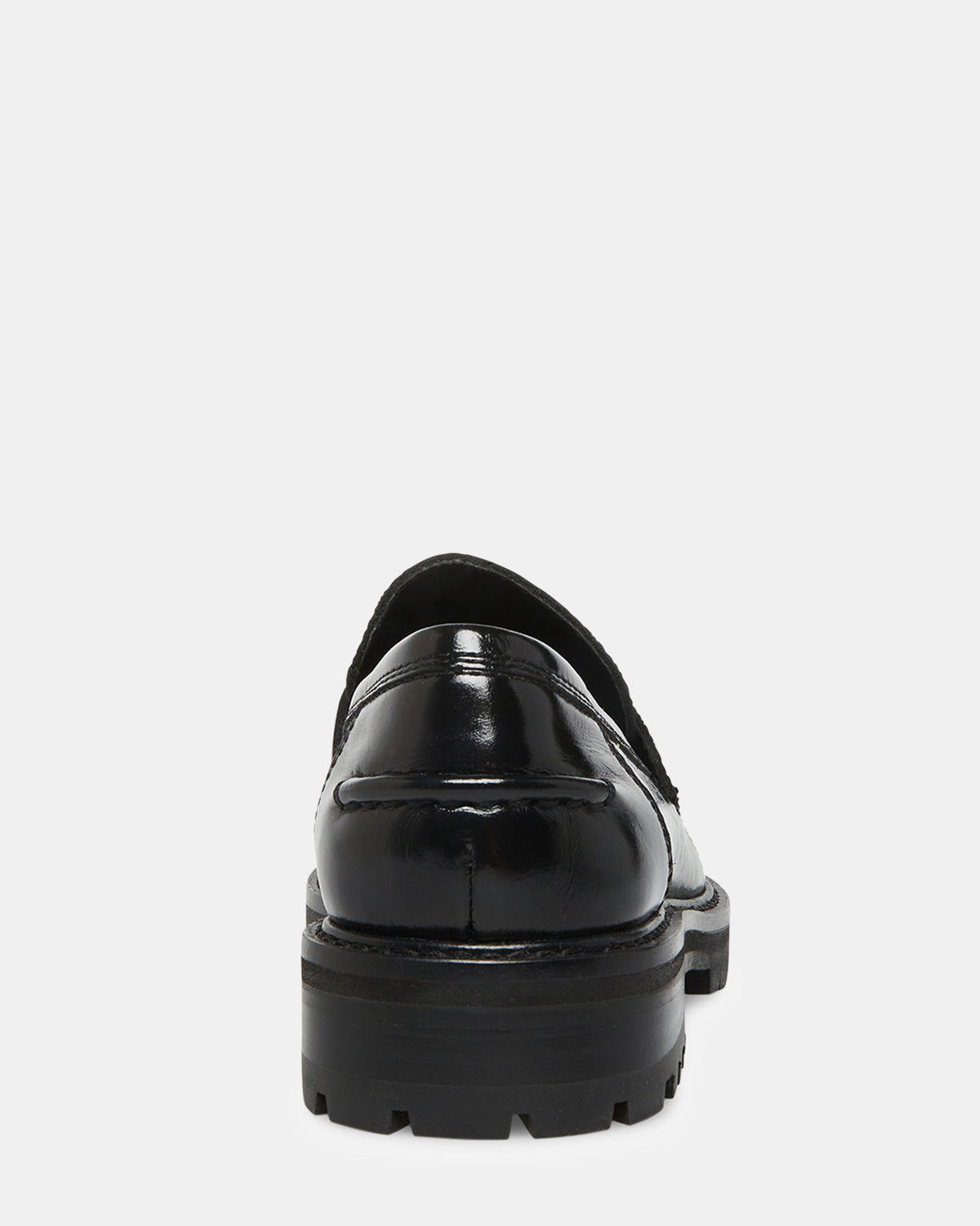 MINKA Black Leather Women's Platform Lug Sole Loafer