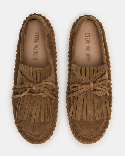 SAMUAL Chestnut Suede Fringe Boat Women's Loafer