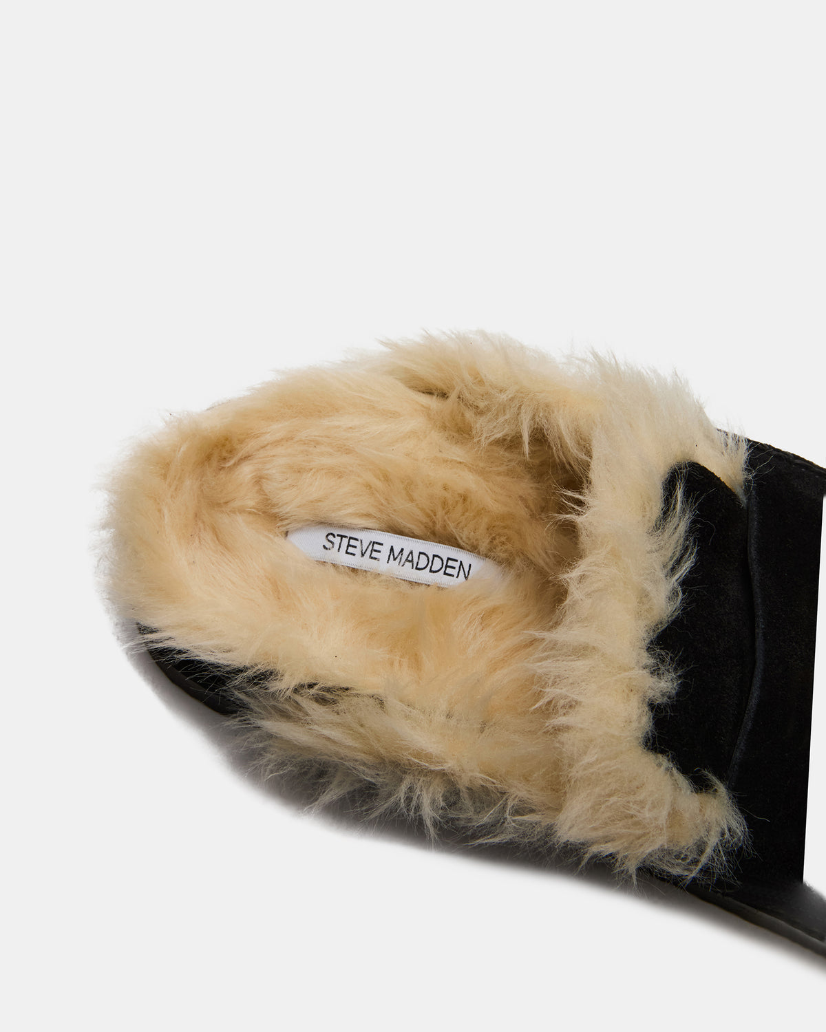 TOBIN Faux Fur Black Suede Slip-On Mule Women's Flat