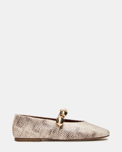 POPPIN Natural Snake Mary Jane Ballet Women's Flat