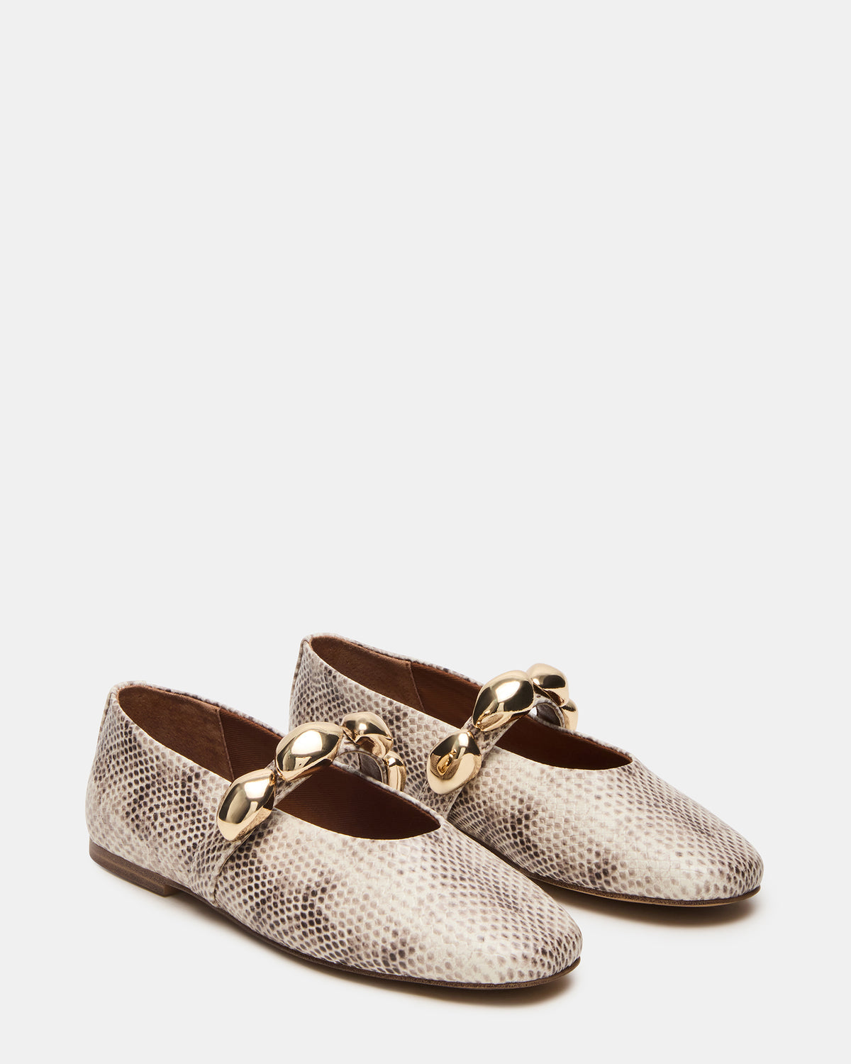 POPPIN Natural Snake Mary Jane Ballet Women's Flat