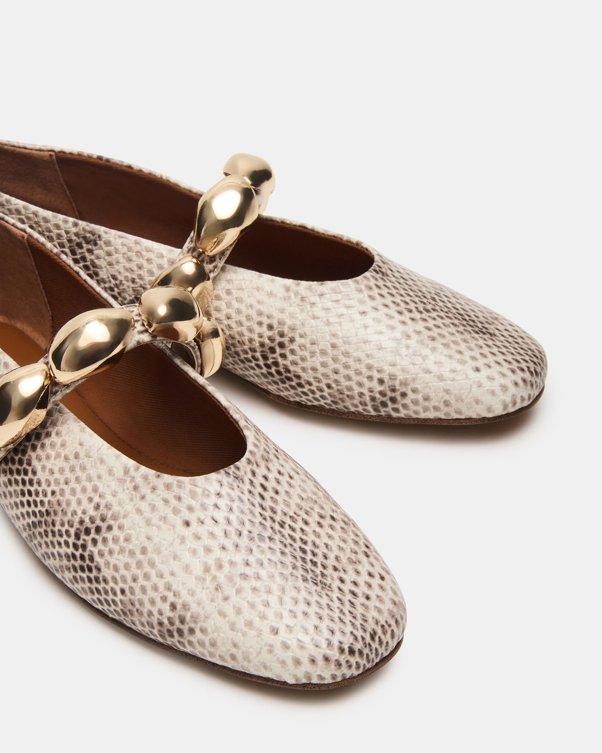 POPPIN Natural Snake Mary Jane Ballet Women's Flat