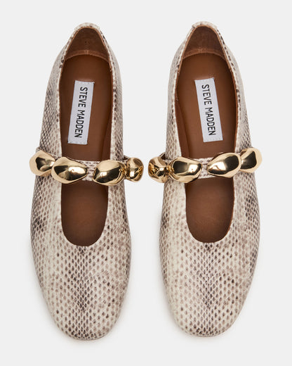 POPPIN Natural Snake Mary Jane Ballet Women's Flat