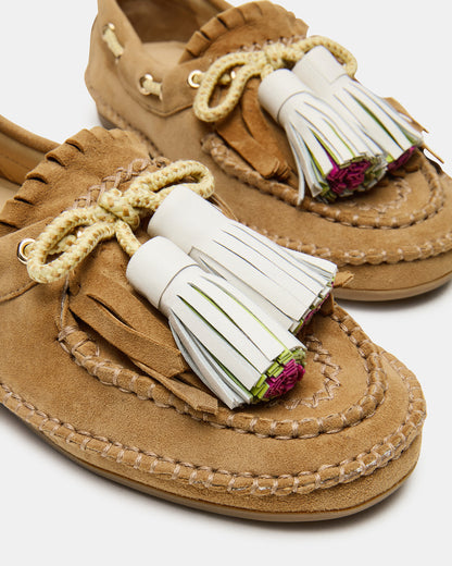 ABNER Chestnut Suede Flat Boat Women's Loafer