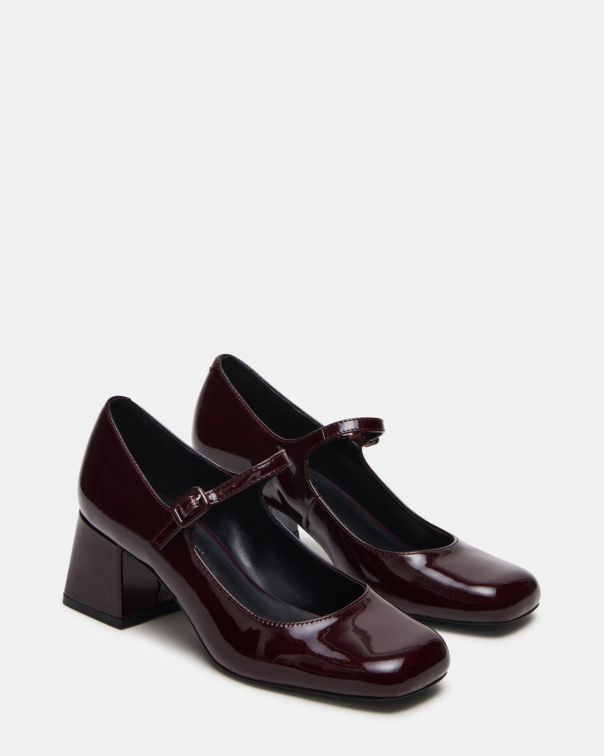 DARCEY Wine Patent Square-Toe Mary Jane Block Heel Women's Loafer