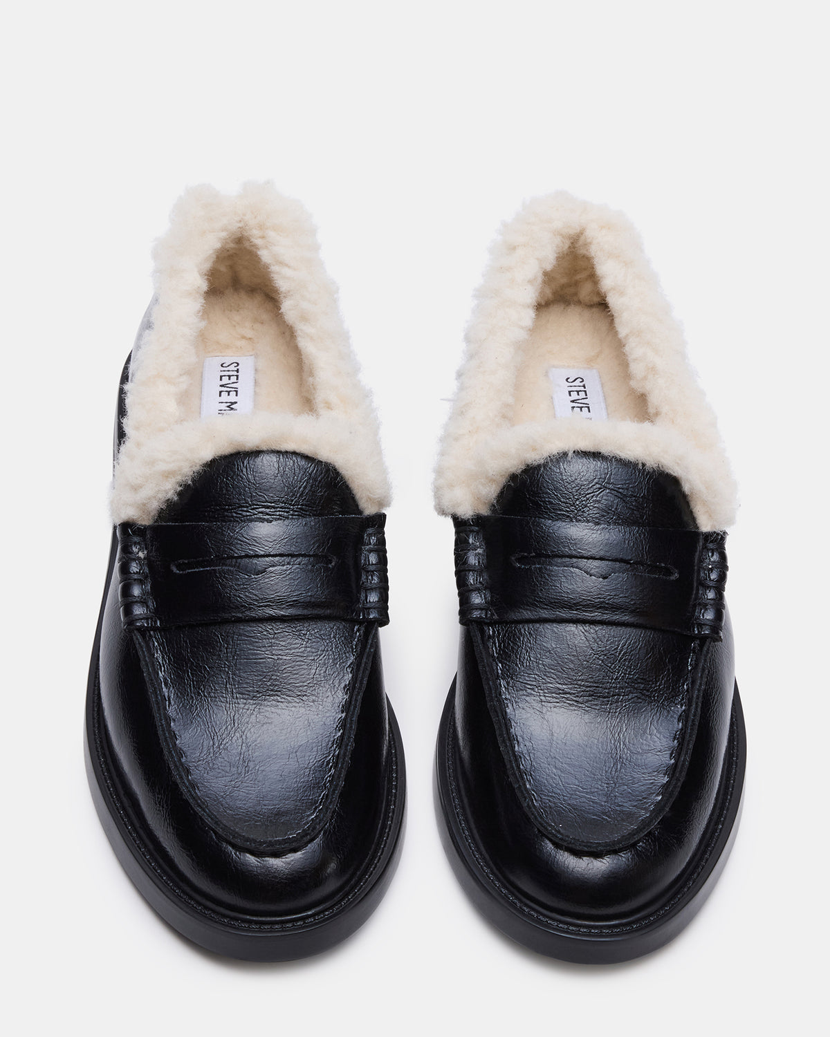 MADISON Faux Fur Black Leather Women's Penny Loafer