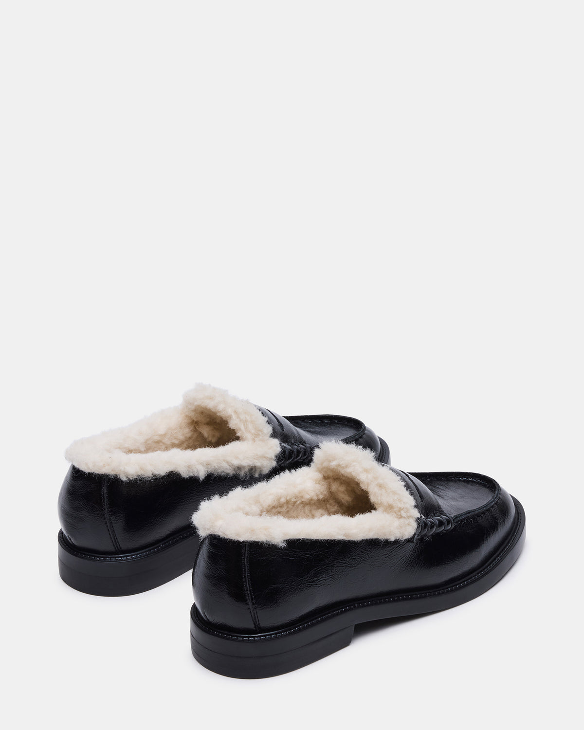 MADISON Faux Fur Black Leather Women's Penny Loafer