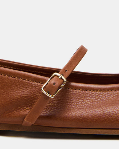 BESETTE Tan Leather Mary Jane Ballet Women's Flat