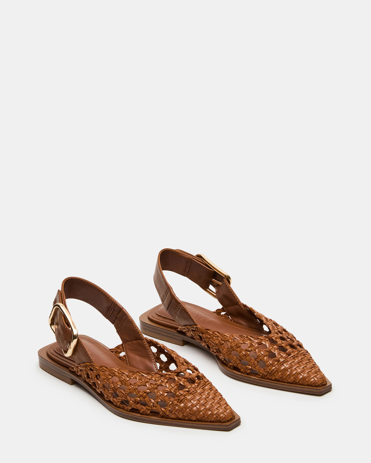 SHAY Woven Cognac Pointed-Toe Slingback Ballet Women's Flat