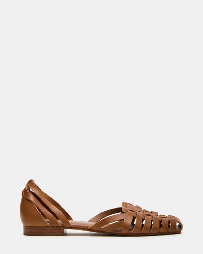 MEDLIN Tan Leather Square-Toe Fisherman Women's Flat