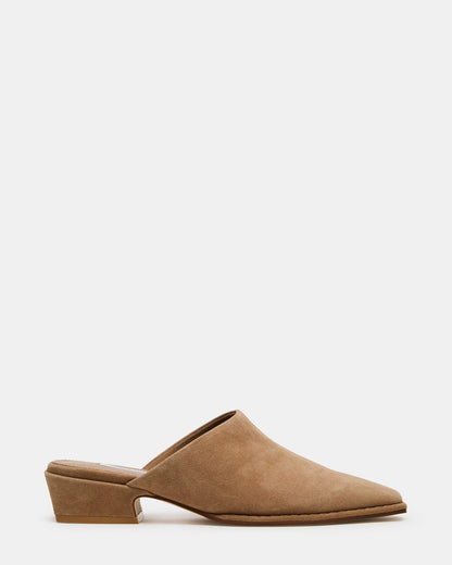 DESSA Taupe Suede Square-Toe Mule Women's Flat