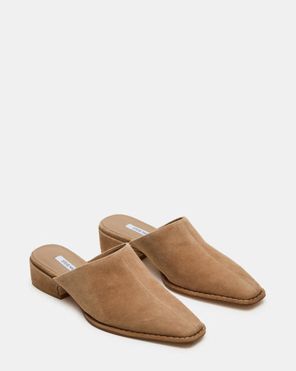 DESSA Taupe Suede Square-Toe Mule Women's Flat