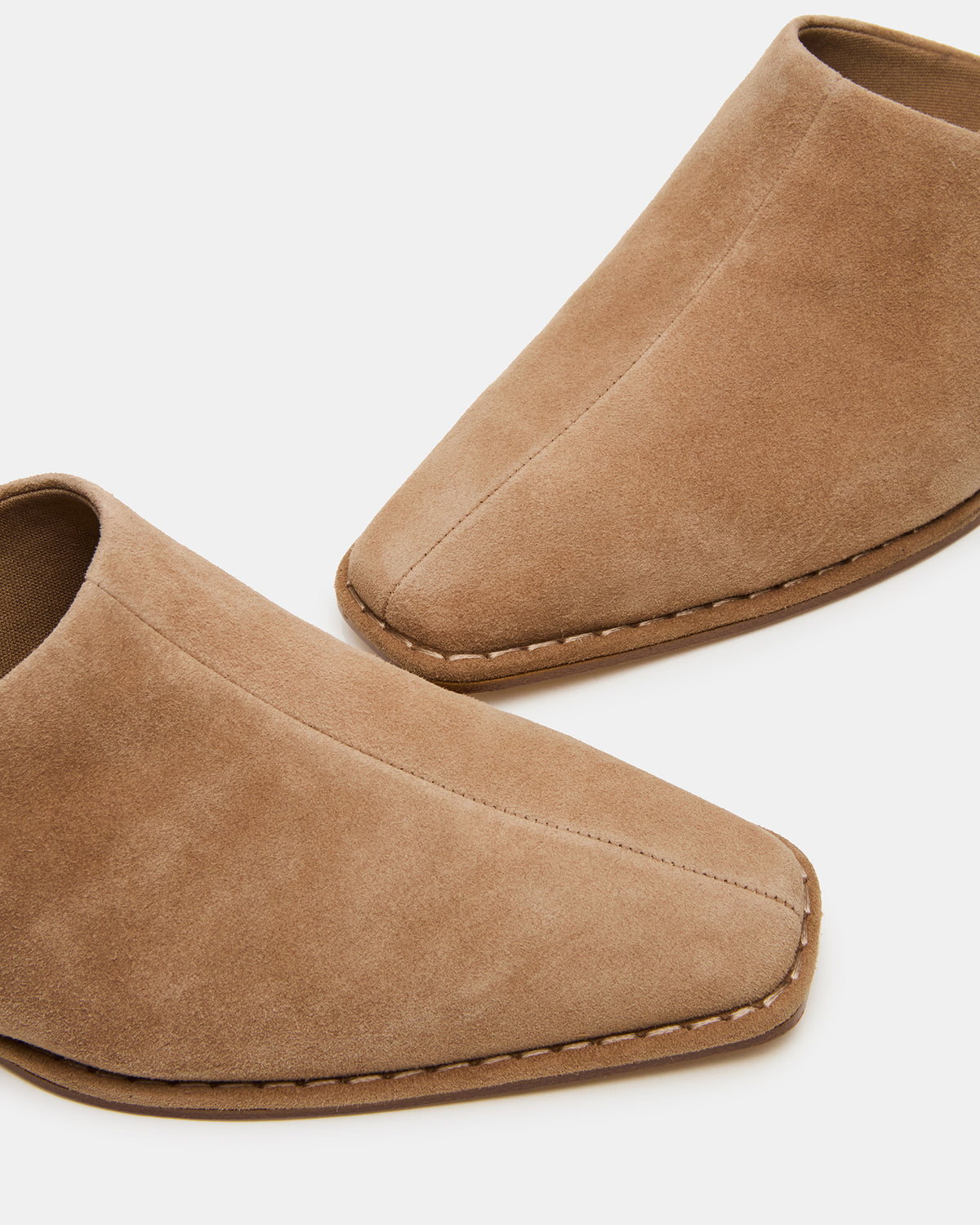 DESSA Taupe Suede Square-Toe Mule Women's Flat